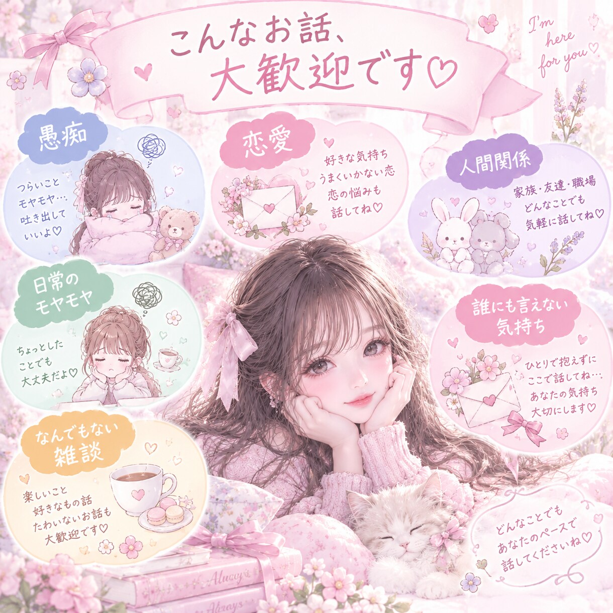 誰かと話したい時にお話し聞きます 5分だけでも大歓迎。誰かと話したいときにでも♪ イメージ1