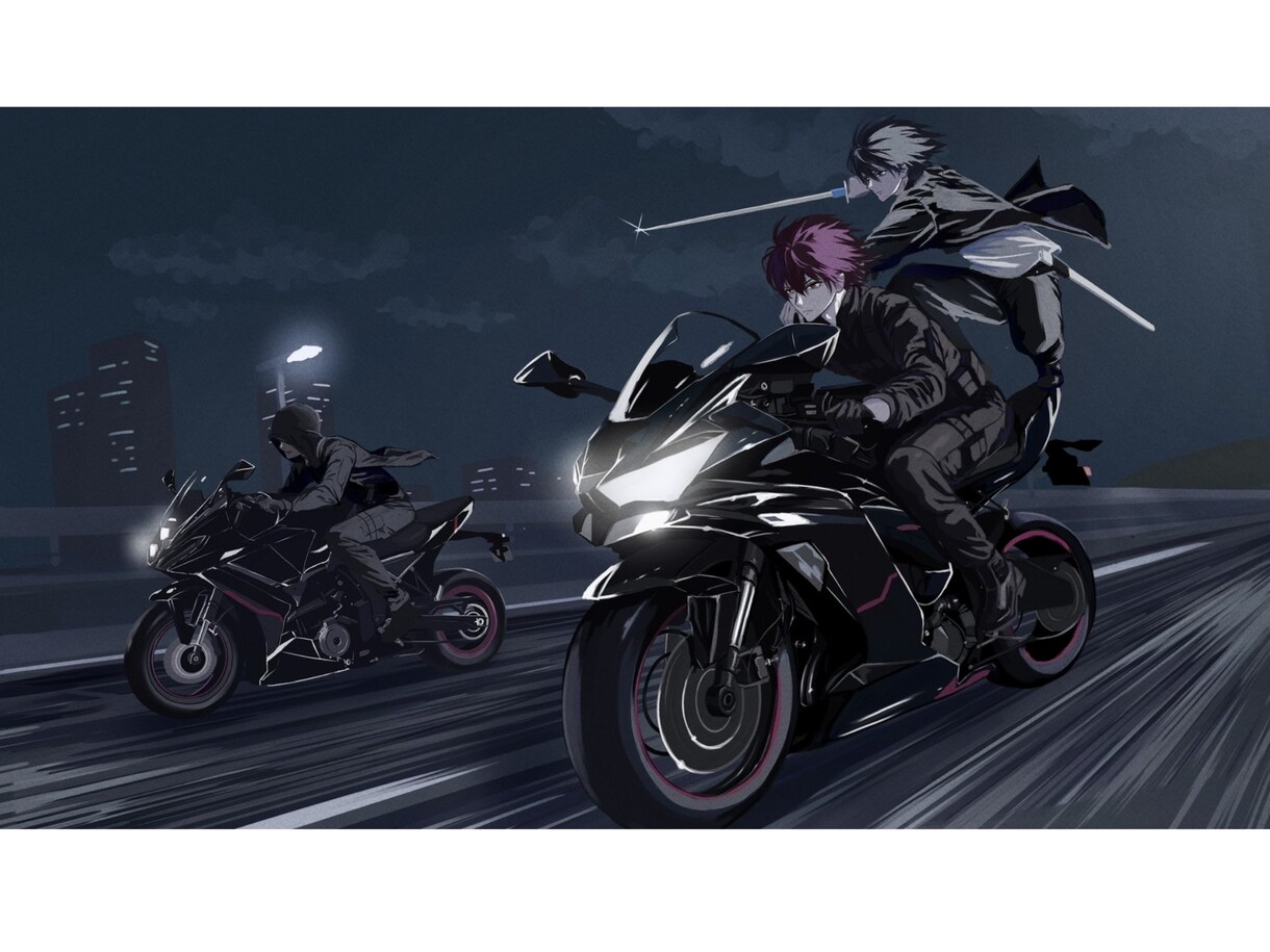 背景込みのかっこいい一枚絵制作します 背景込み、車、バイクまで、世界観のある一枚絵に仕上げます イメージ2