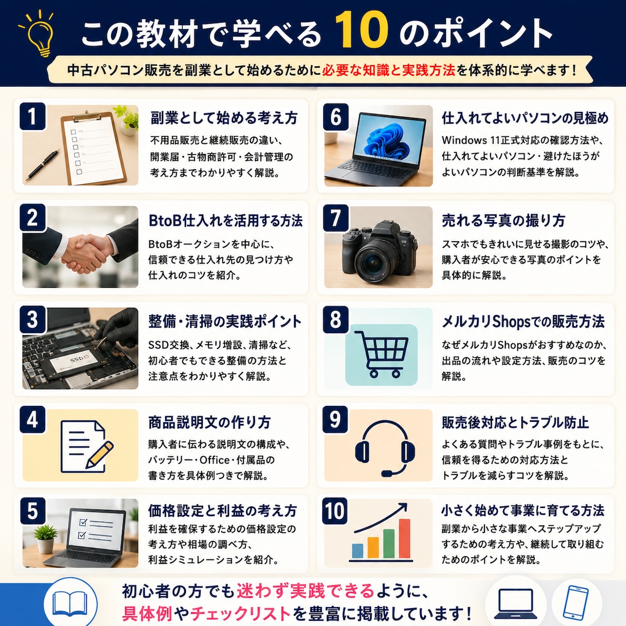 中古パソコン販売を副業ビジネスにする方法を教えます 中古パソコン販売を、個人事業として育てるための実践教材です イメージ2