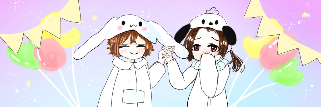 かわいいヘッダーを！ツイッターのヘッダーを描きます 人物もどうぶつも！目をひくヘッダーをお作りします イメージ3