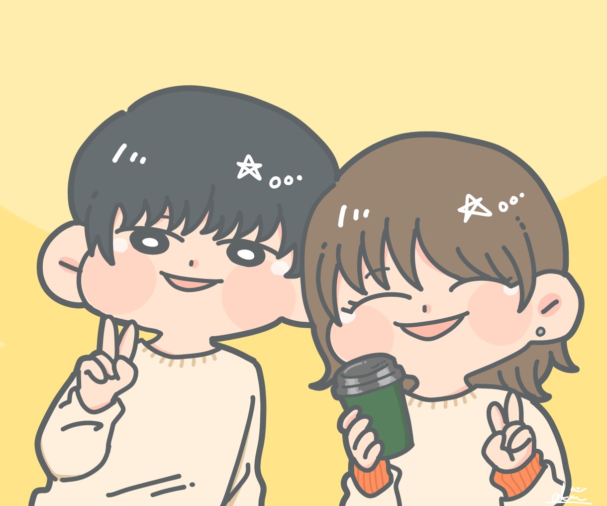 2名〜描きます！ゆるくて可愛い似顔絵描きます 記念日やプレゼント、結婚式にウエルカムボードにも！ イメージ1