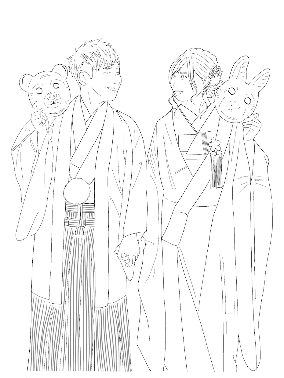 シンプルで可愛い結婚式で使えるイラスト描きます お二人の写真から似ていてもっと可愛いイラストにします！ イメージ6