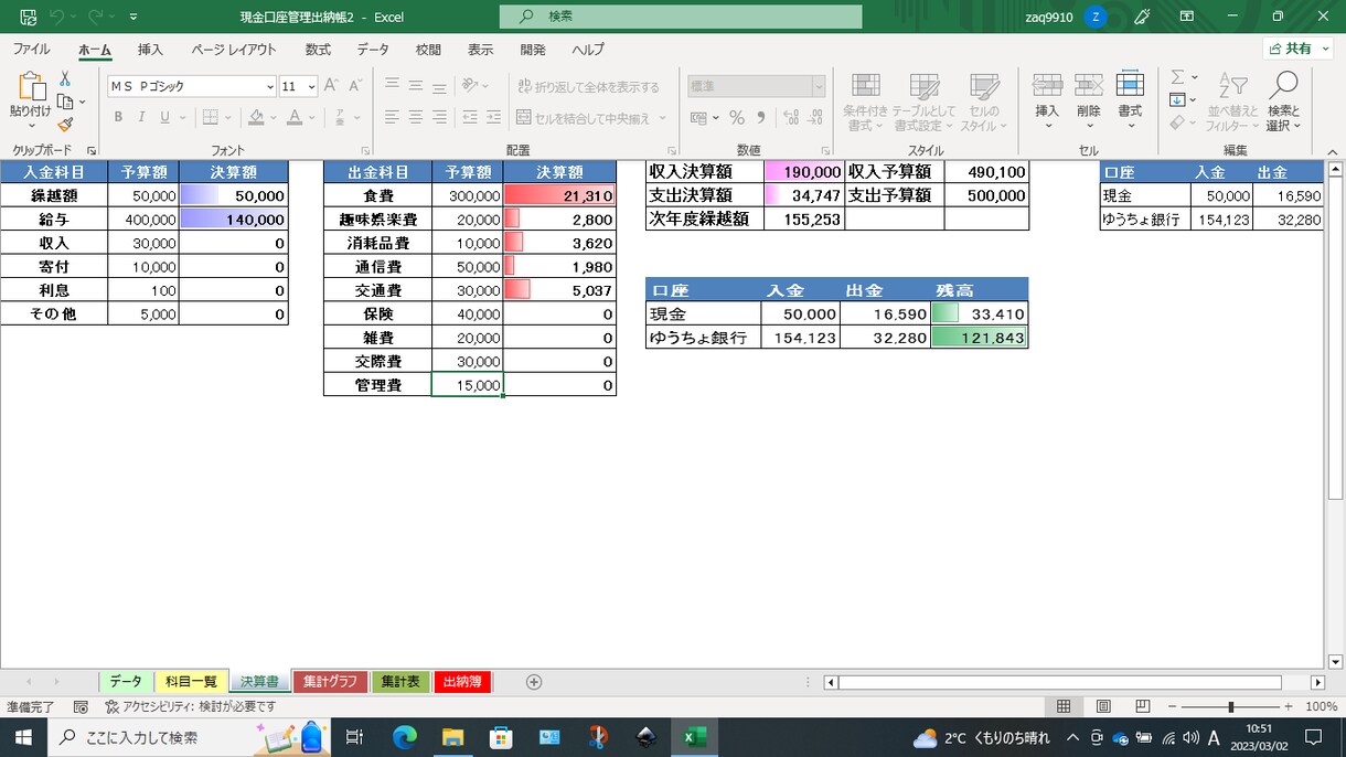 現金口座管理出納帳を出品します エクセルで現金口座管理出納帳が作成できます。 イメージ7