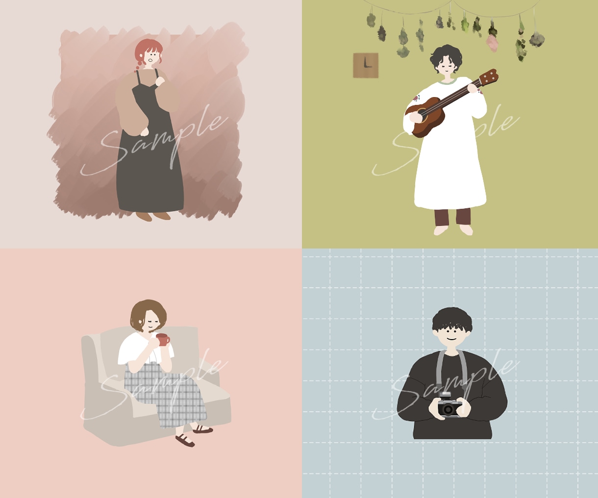 韓国っぽいシンプルアイコンイラストをお描きします SNS・ブログ・YouTube・プロフィールアイコンに୨♥୧ イメージ4