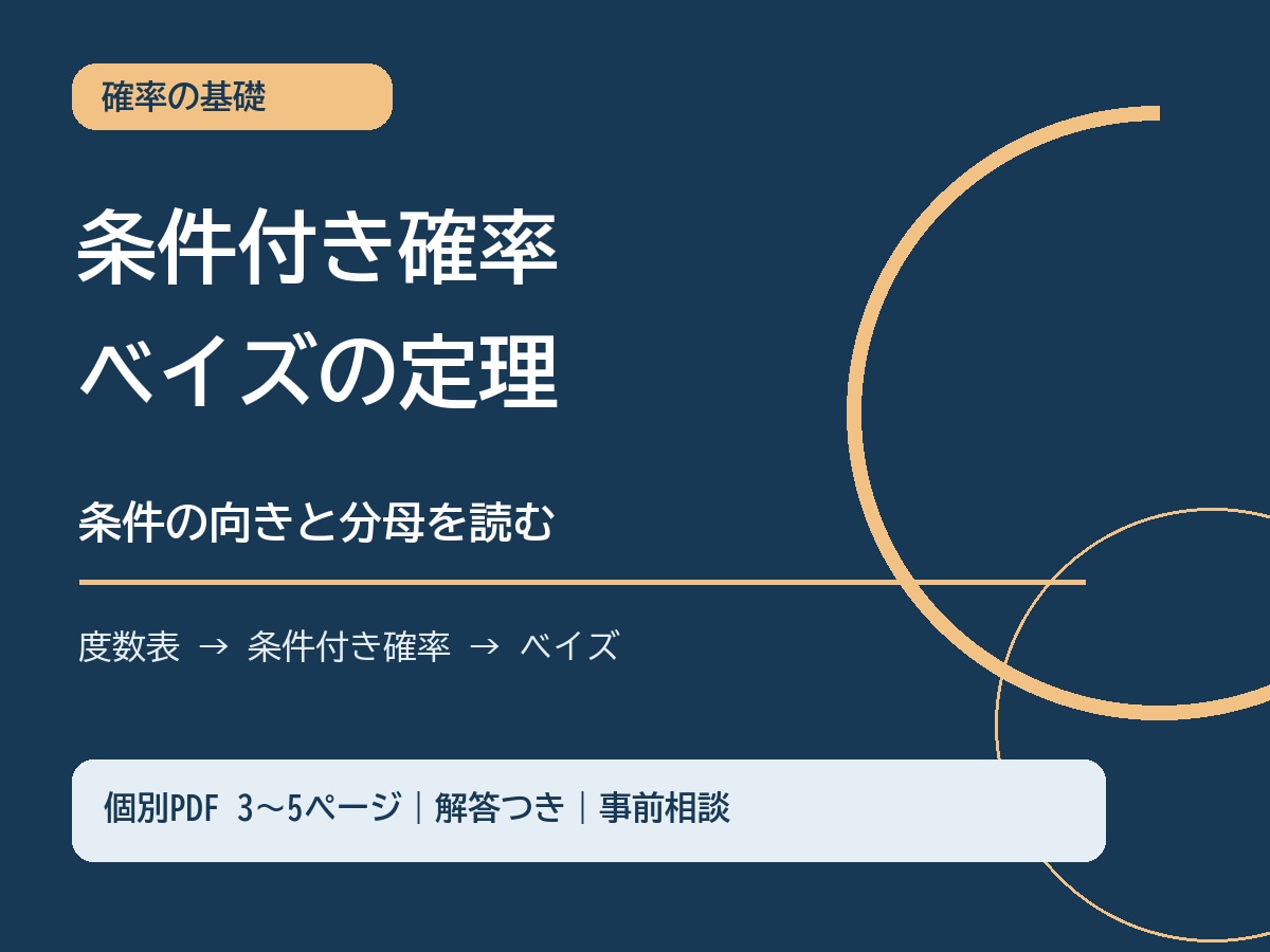 条件付き確率とベイズの個別教材を作ります 条件の向きと分母を、度数表から理解する イメージ1