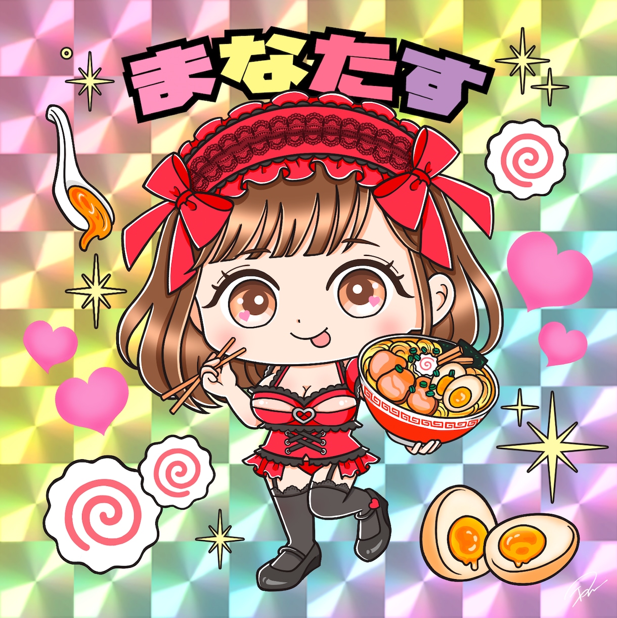 ビックリマン風のおしゃれなちびキャラを描きます シール化してお届けも可能です！ イメージ9