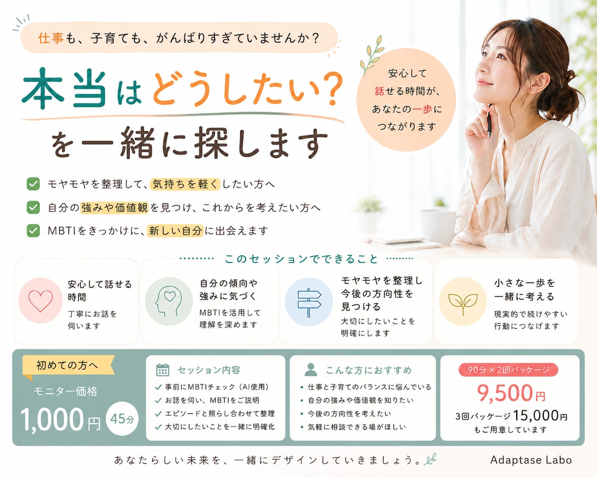 今の自分を整え、本当はどうしたい？を探します 迷ったときに、自分に立ち戻るための軸 イメージ1