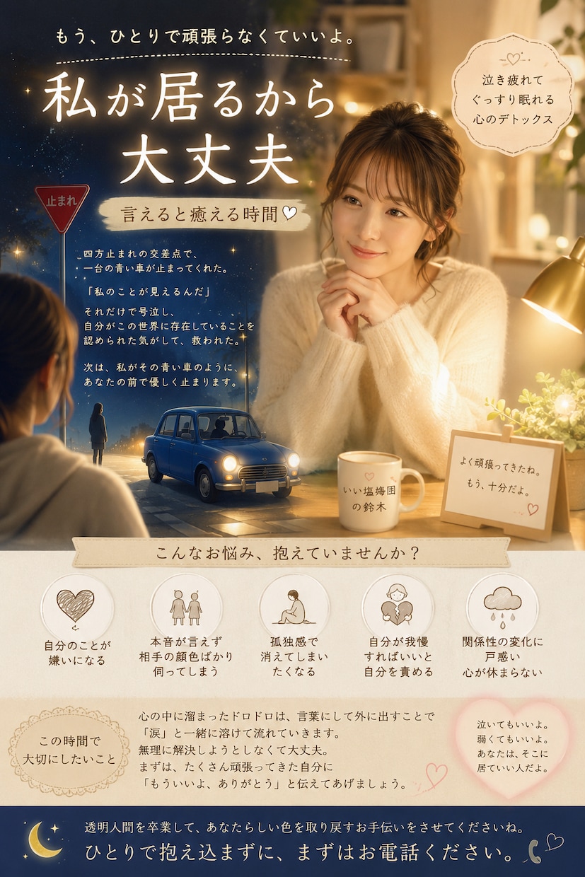 辛い方必見！人間関係のいい塩梅を見つけます 言えると癒える！生き直しカウンセリングです。 イメージ1