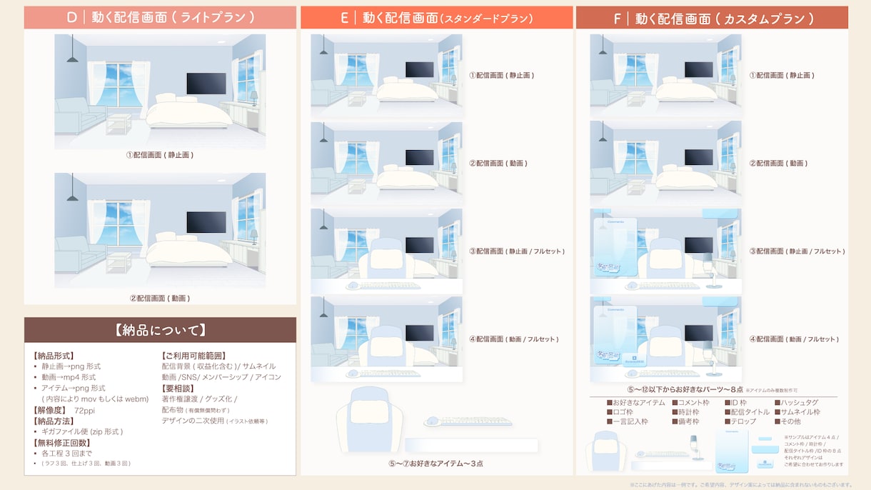 VTuberさん･配信者向け配信背景を制作します Youtube・Twitch向け/動く配信画面も製作可能！ イメージ3