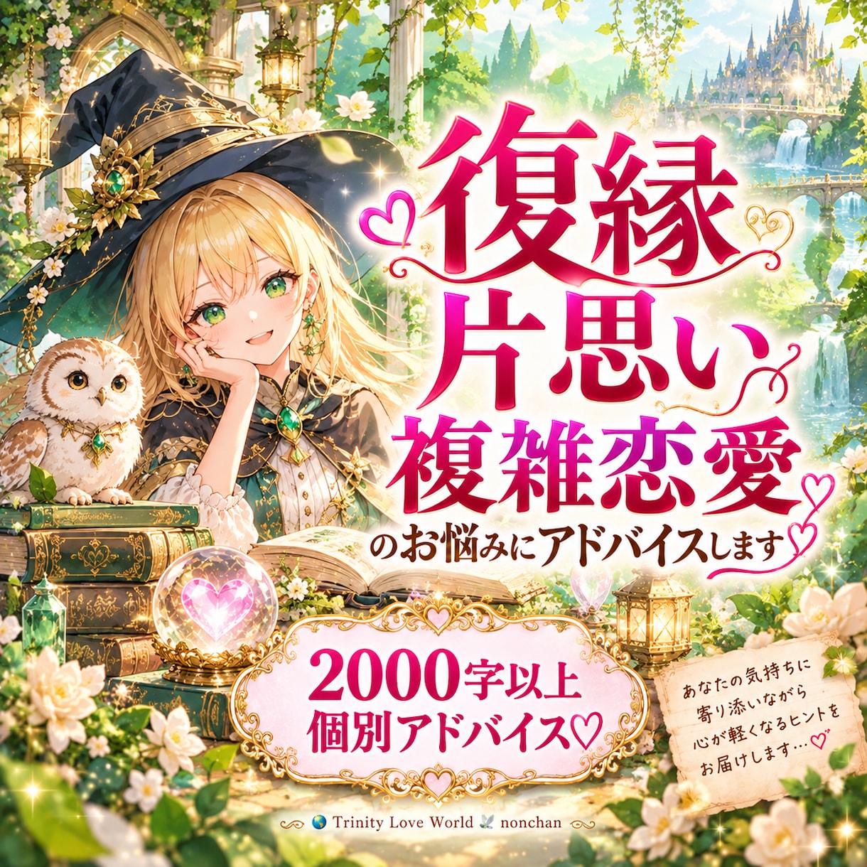 復縁・ツインレイのお悩みにアドバイスします 復縁・片思い・複雑恋愛♡2000字以上個別アドバイス イメージ1