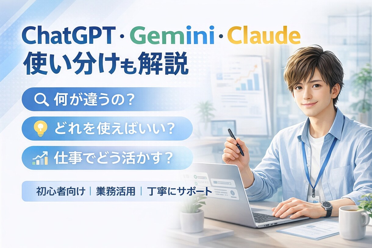 仕事で使える生成AIを初心者向けにレッスンします ChatGPT・Gemini・Claude 使い分けも解説 イメージ1