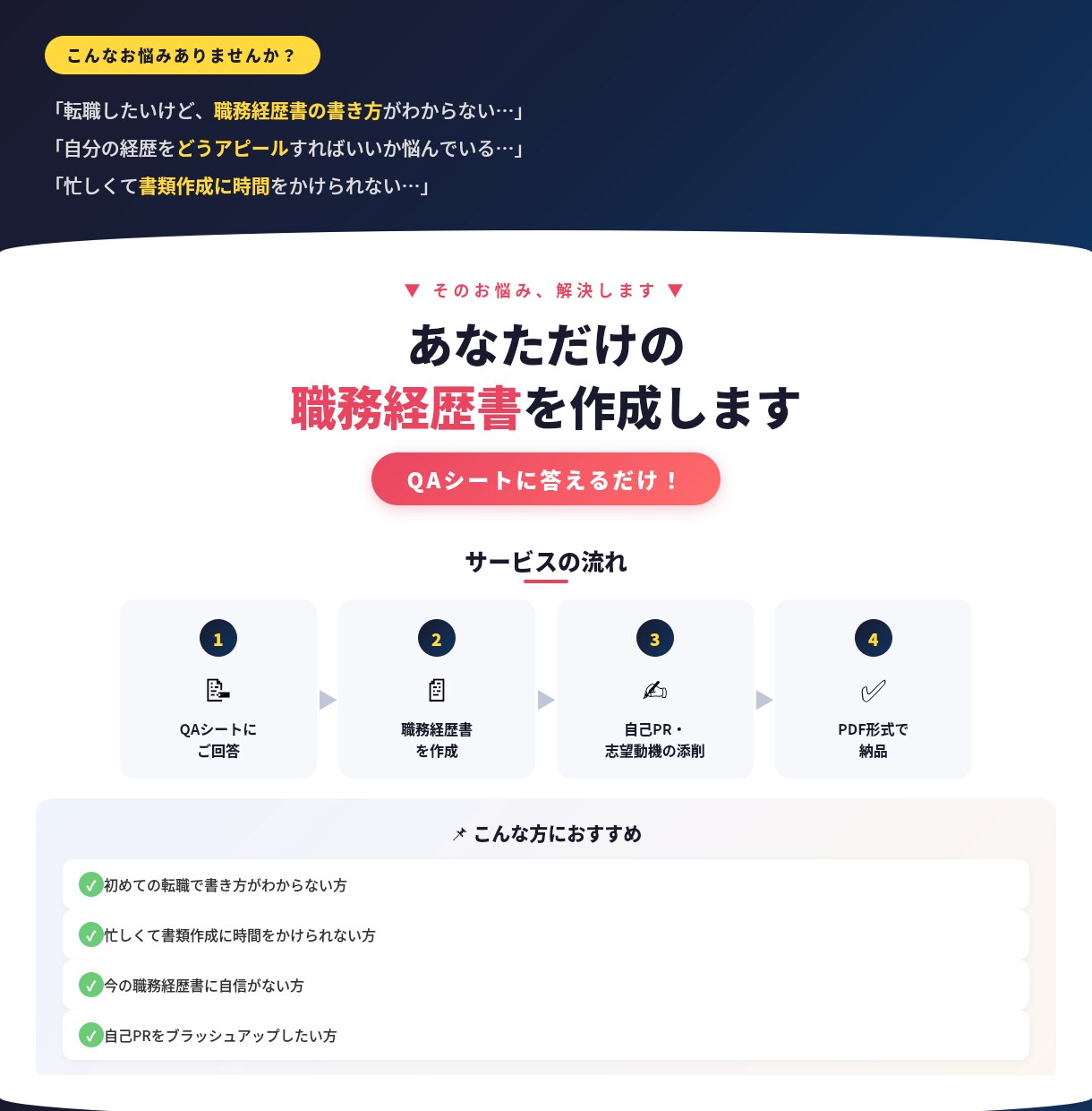 職務経歴書を代行作成します 初めての方、不安な方も相談ください！ イメージ1