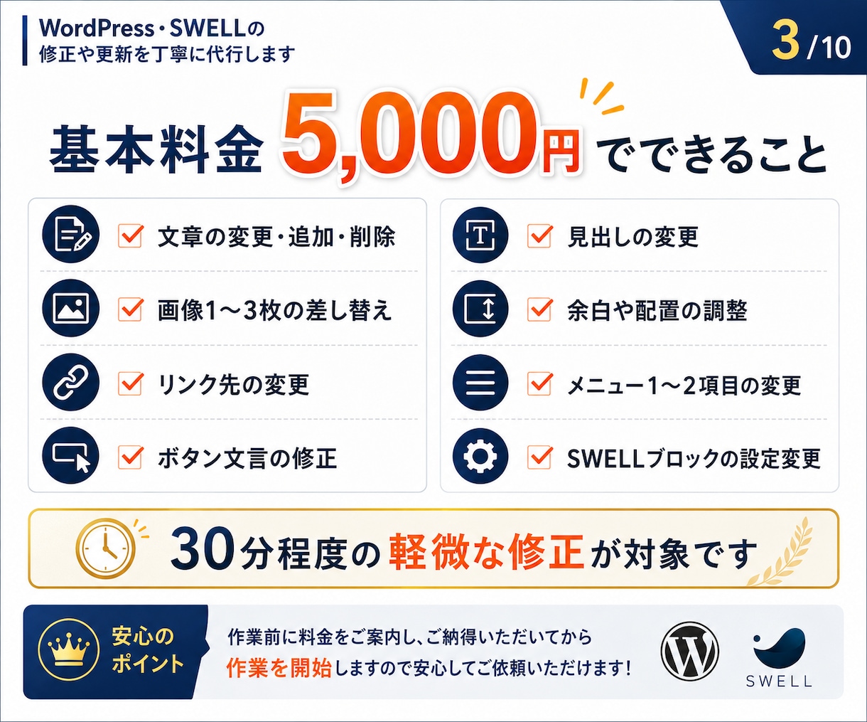 ワードプレス・SWELLの修正や更新代行します 小さな修正から更新作業まで丁寧に対応します イメージ3