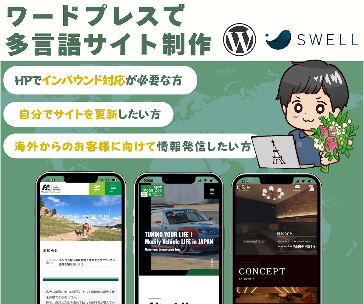 多言語サイトをワードプレスでホームページ制作します ご自身で更新・運営できる！ワードプレスで多言語サイト作成 イメージ1