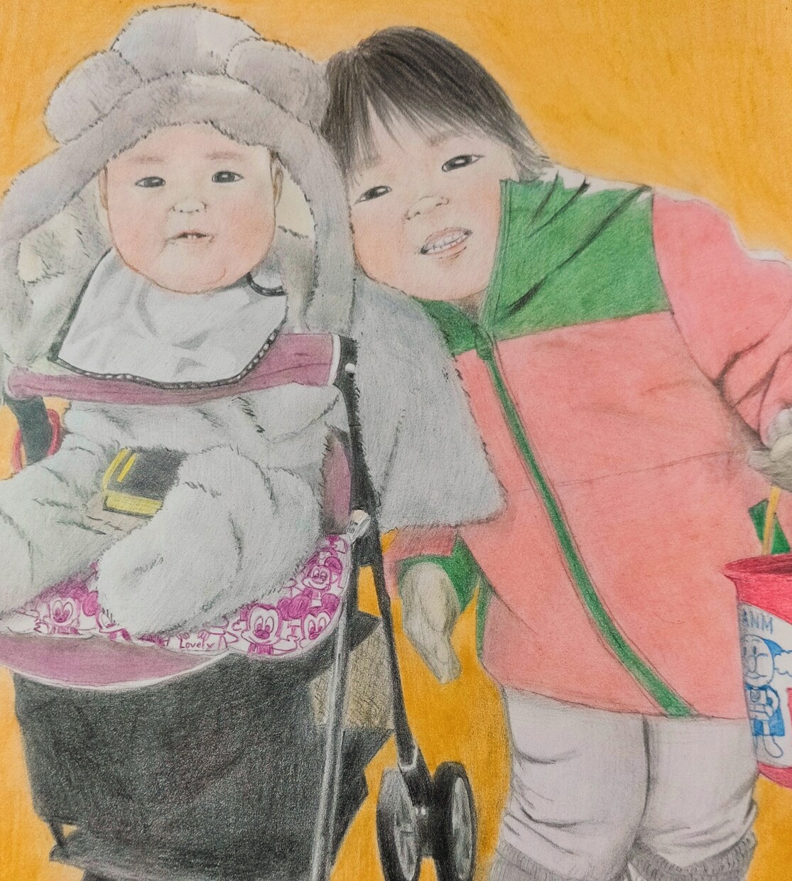 手描き色鉛筆で家族・子どもの優しい似顔絵描きます 大切な思い出の一コマを心を込めて丁寧に手描きします。 イメージ8