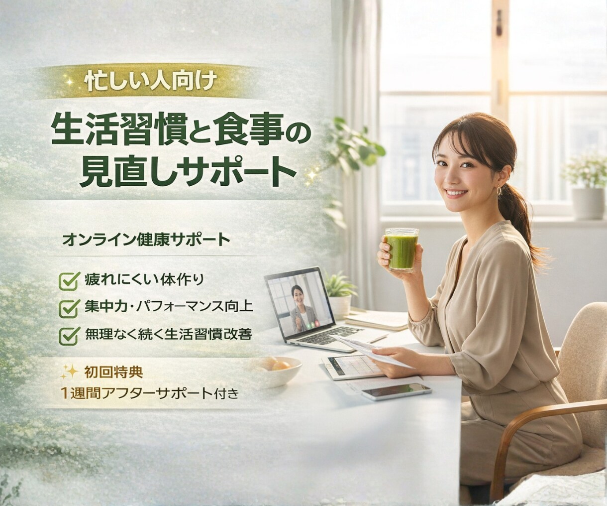 忙しい人向け生活習慣と食事の見直しをサポートします ✨【初回特典】最初の1週間アフターサポート付き イメージ1