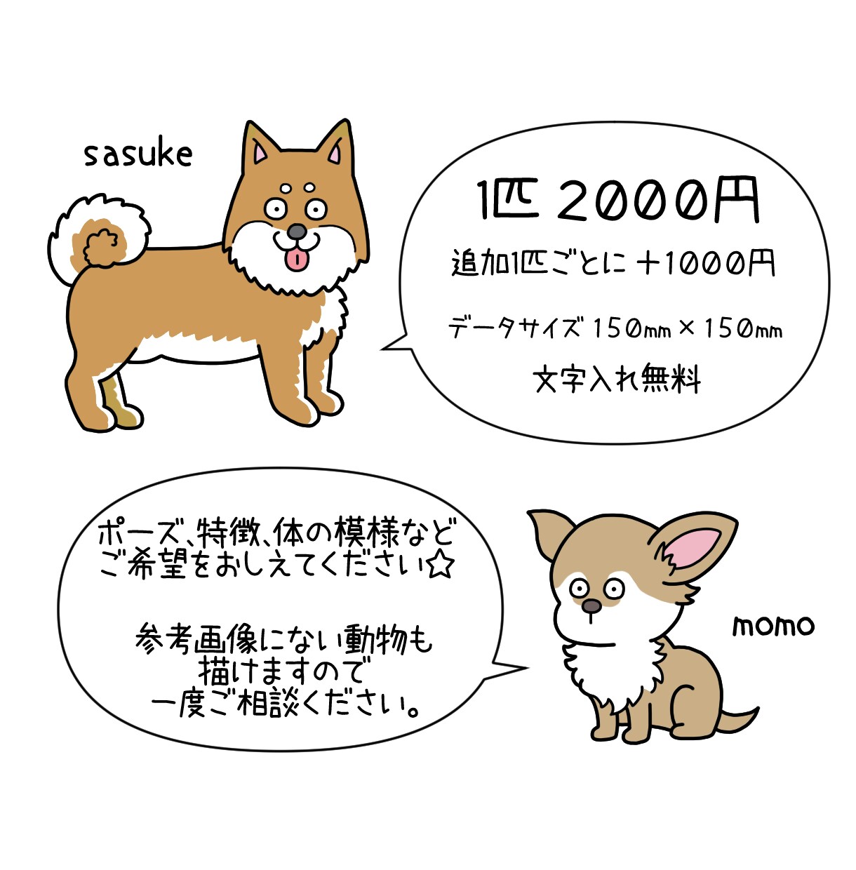 ペットの似顔絵描きます かわいく個性的に！オンリーワンなイラストを。 イメージ2