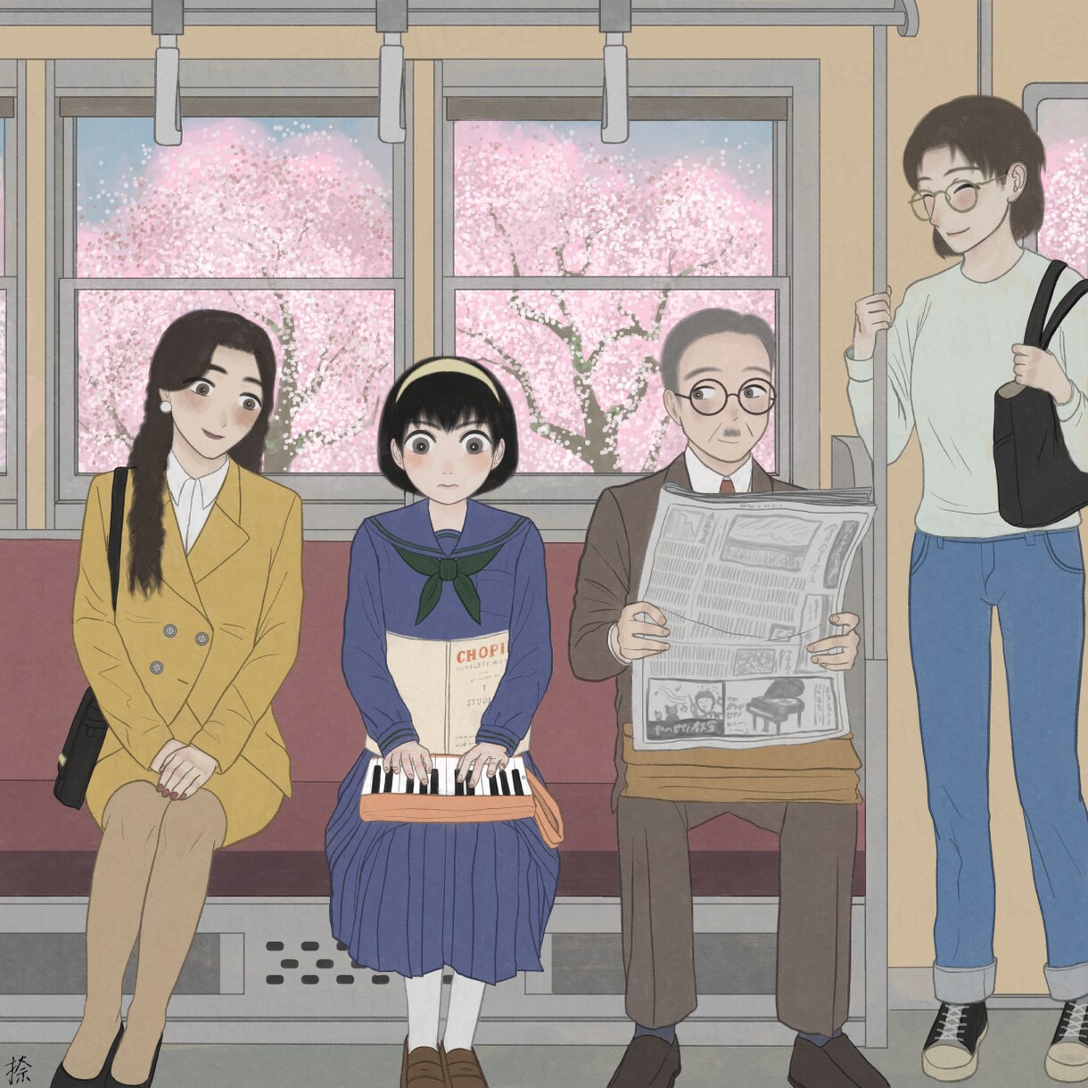 優しく落ち着いた雰囲気の一枚絵描きます 水彩画・日本画風で落ち着きのある、懐かしいあたたかみのある絵 イメージ4