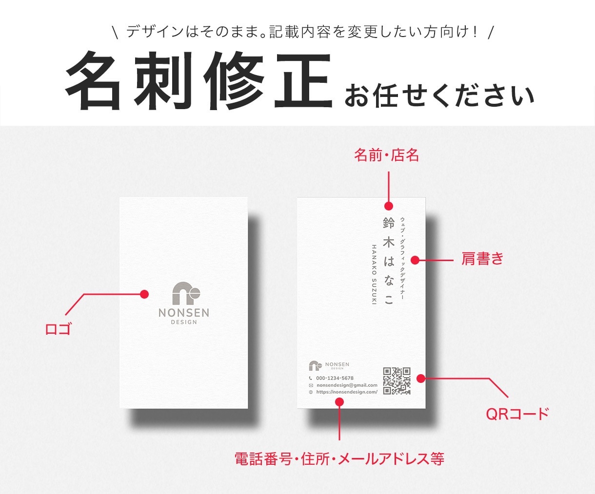 お手元の名刺の修正やデータ化を承ります 現物の画像からもOK！細部までこだわって丁寧に修正します イメージ1
