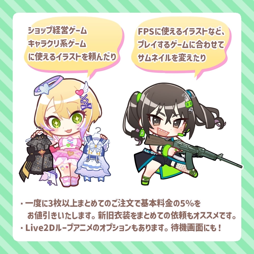 SDキャライラスト制作します SNSアイコン/Vtuberサムネイル/待機画面/グッズ イメージ5