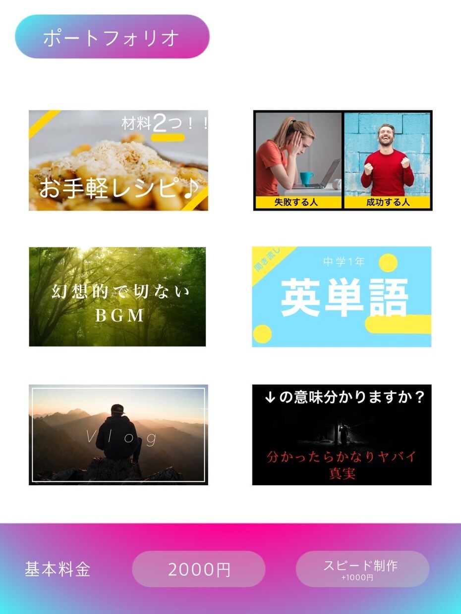 早くて2日！サムネイル画像の制作を承ります "最安値"でYouTubeのサムネイル画像を制作いたします！ イメージ1