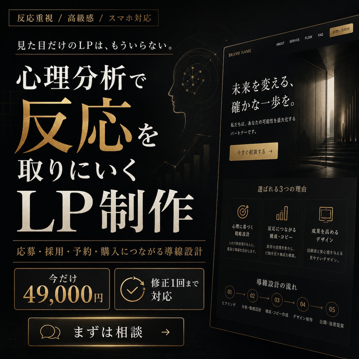 心理学で分析して反応が取れるLP作ります 応募・予約・購入につながる導線設計 イメージ1