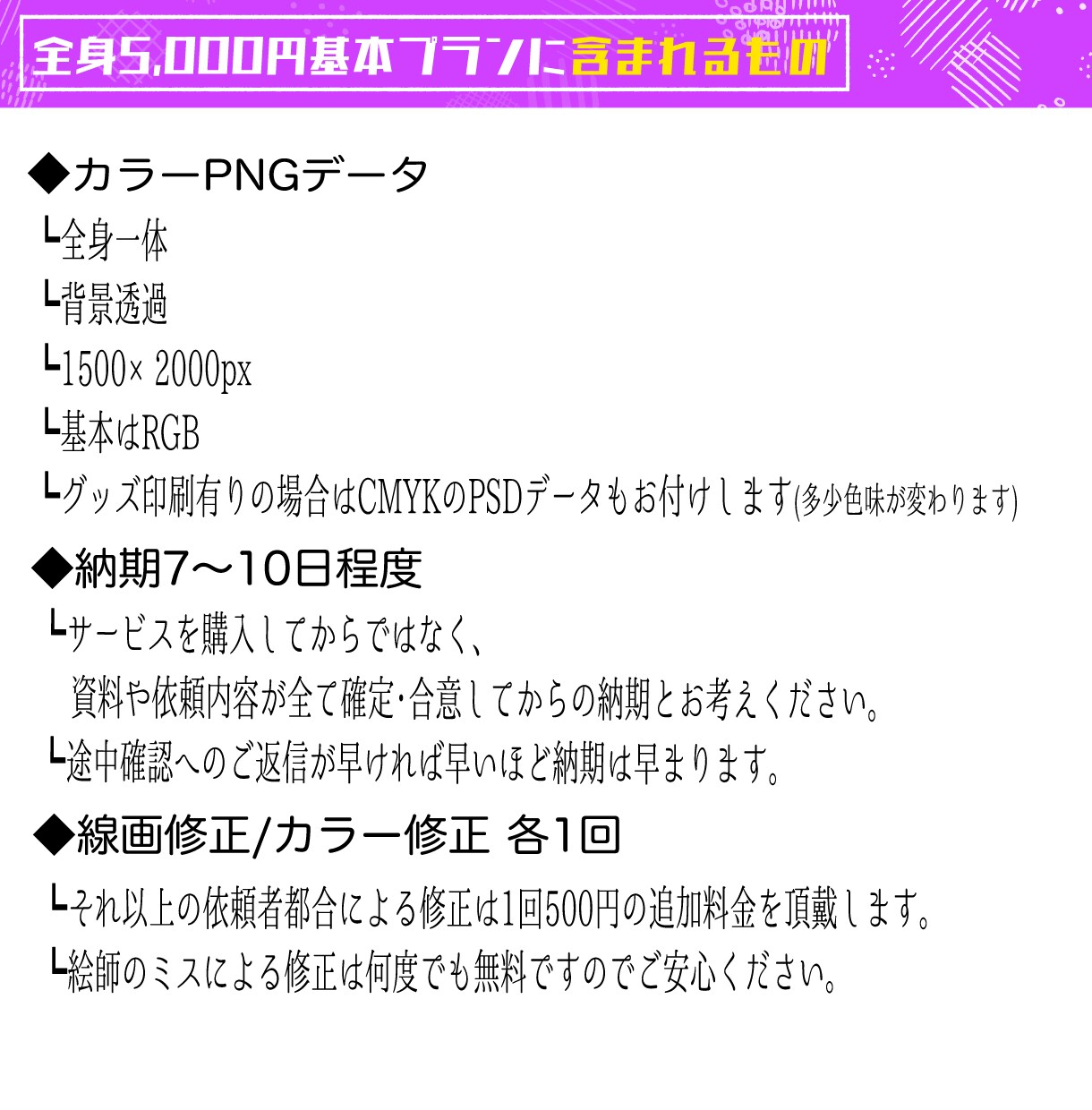 商用利用OK！ ポップでかわいいミニキャラ描きます VTuber様のグッズ制作に！シンプル全身5000円プラン！ イメージ3