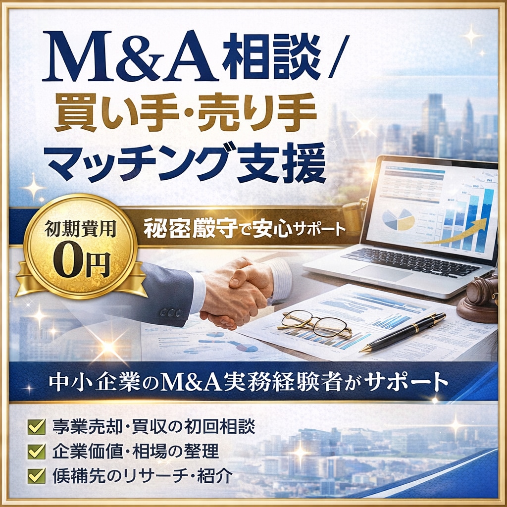 M&A相談買い手・売り手マッチング支援します 初期費用0円｜秘密厳守で安心サポート イメージ1