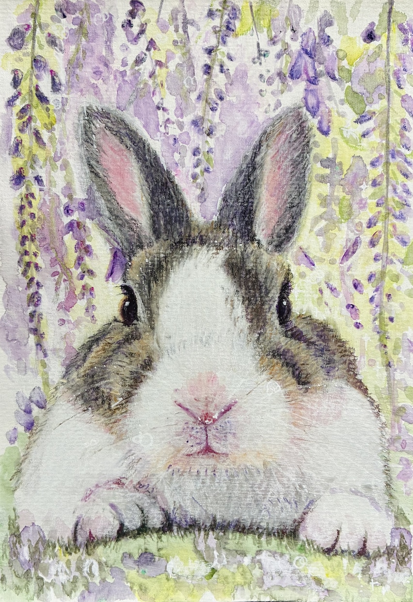 ペットの似顔絵、背景込みで絵本風に手描きします 飾り易いA5サイズ一点物です。プレゼントや虹組さんの思い出に イメージ4