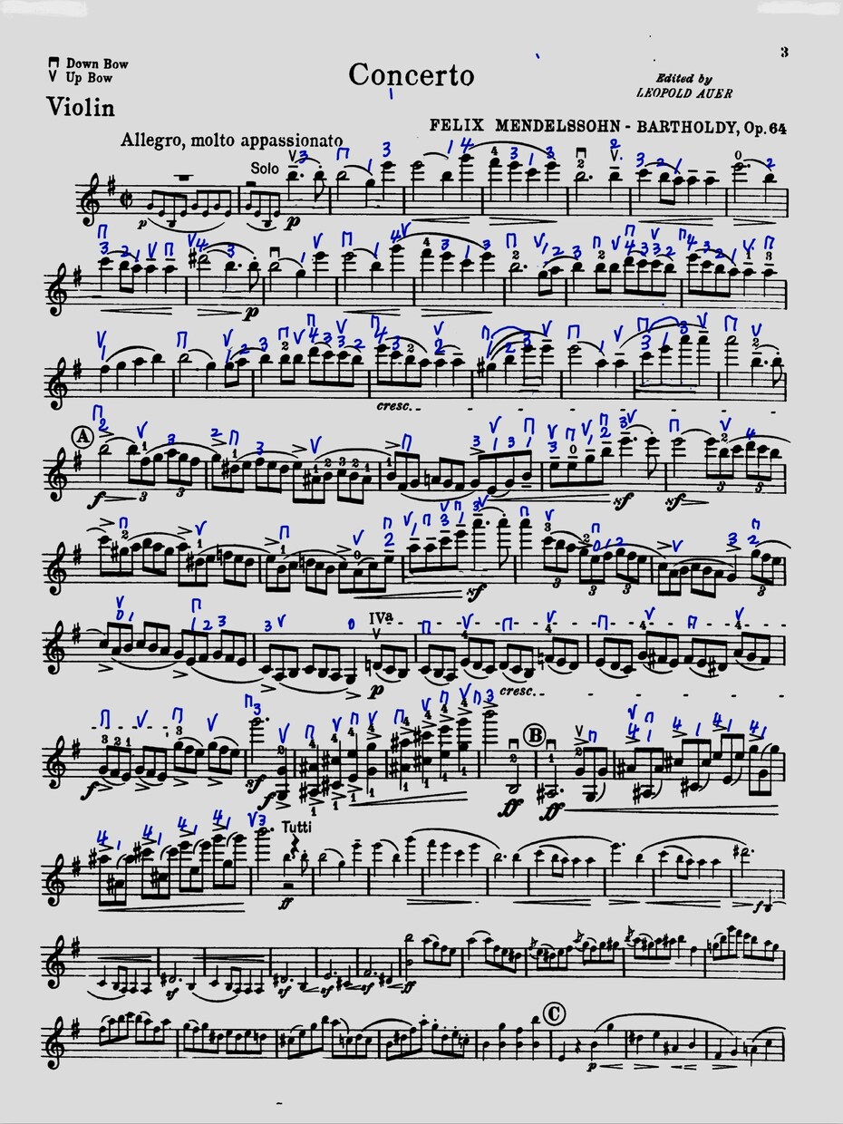 バイオリンの指使いやボーイングを書き込みます 弾きやすい指使いやボーイングをご提案致します。 イメージ2