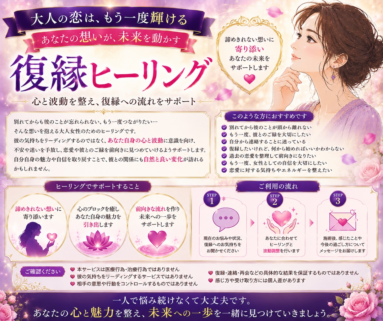 女性限定、復縁、片思い、縁結びヒーリングします 彼との恋をもう一度、初めませんか？キラキラ輝く自分になろう イメージ2