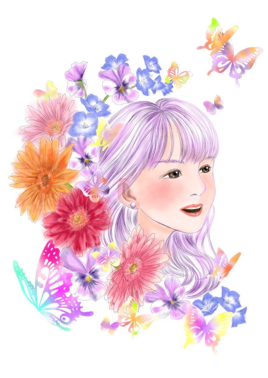 お好きな花につつまれた似顔絵をお描きします ウエルカムボードやプレゼントに! イメージ8