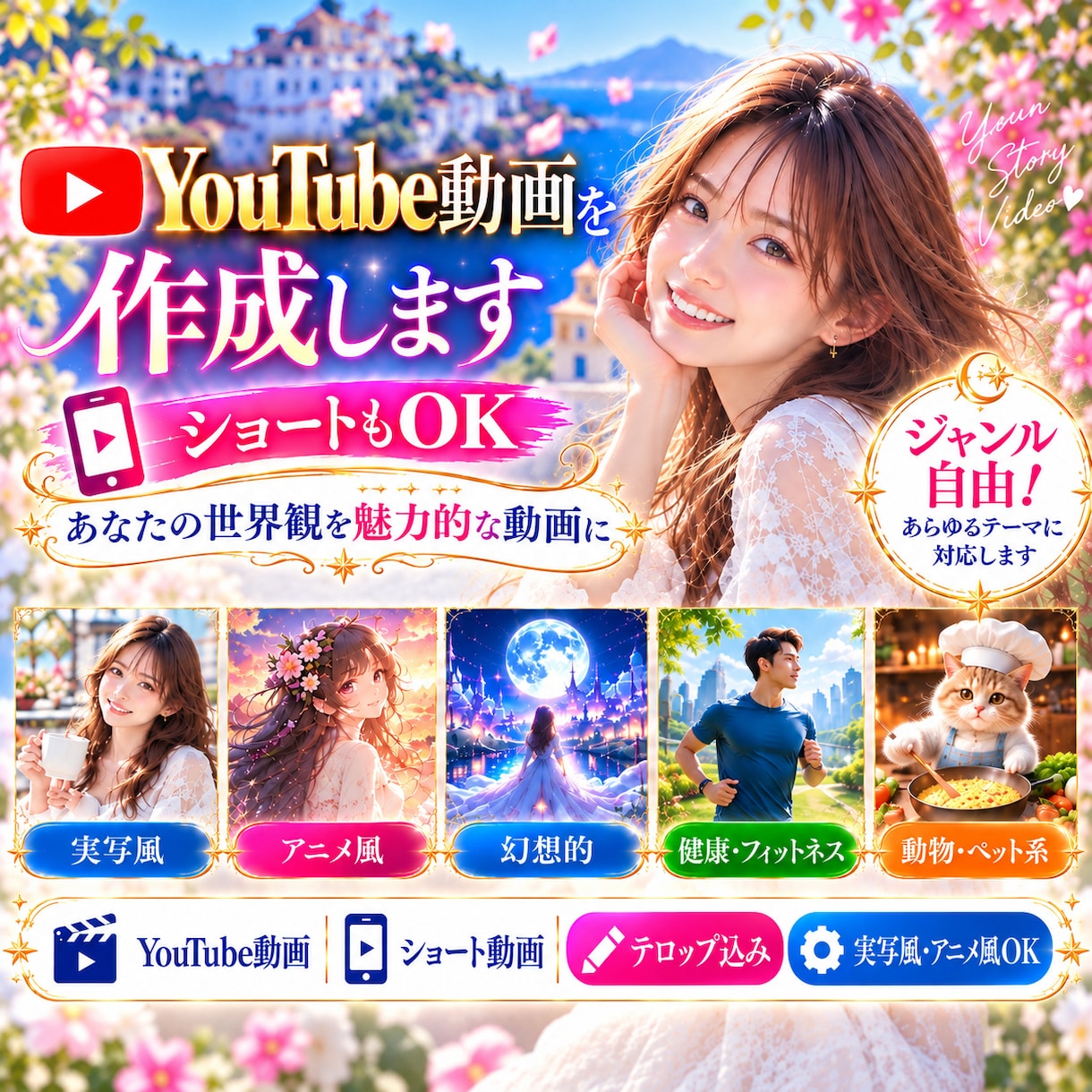 AIでYouTube・ショート動画を制作します 実写風・アニメ風OK！ジャンル自由で魅力的な動画に イメージ1