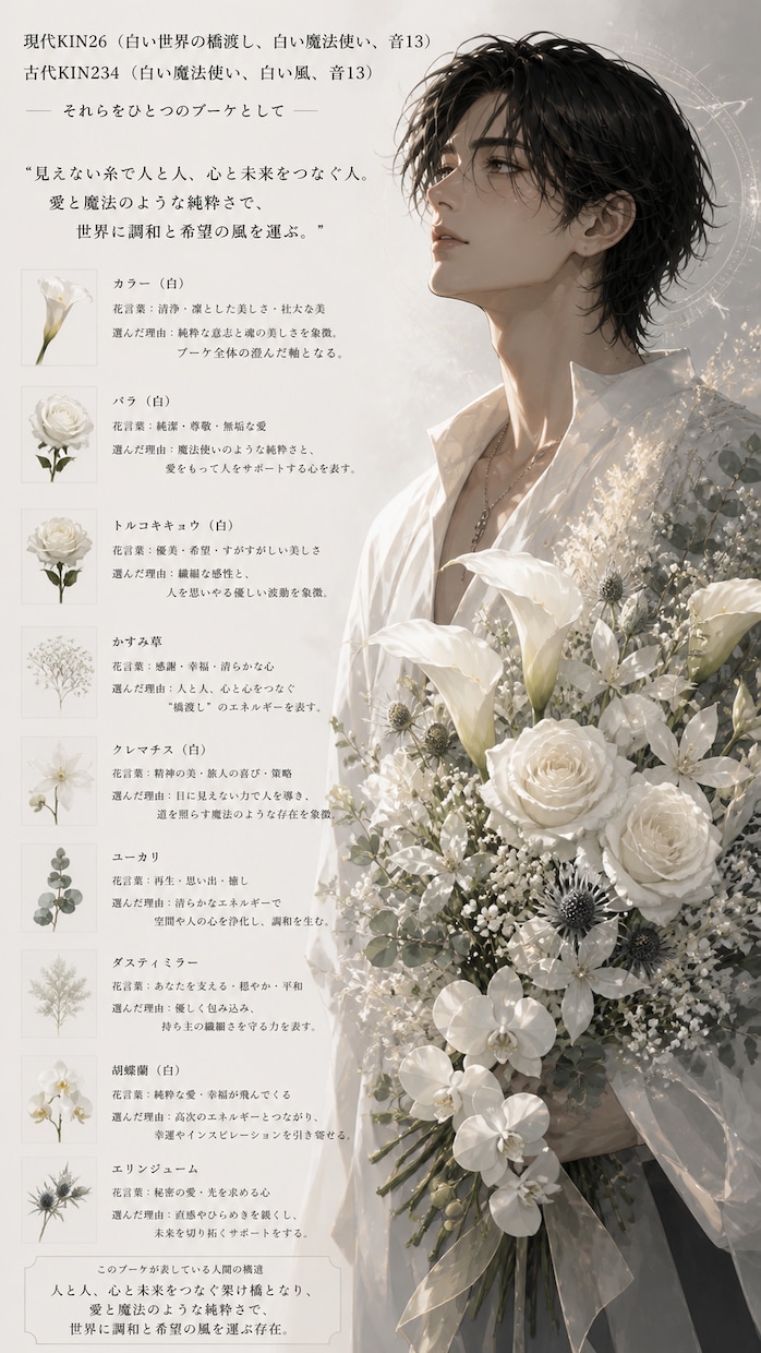 あなたの魅力を花束にしたブーケ鑑定書を作成します 見るたびに、自分が好きになる1枚 イメージ3