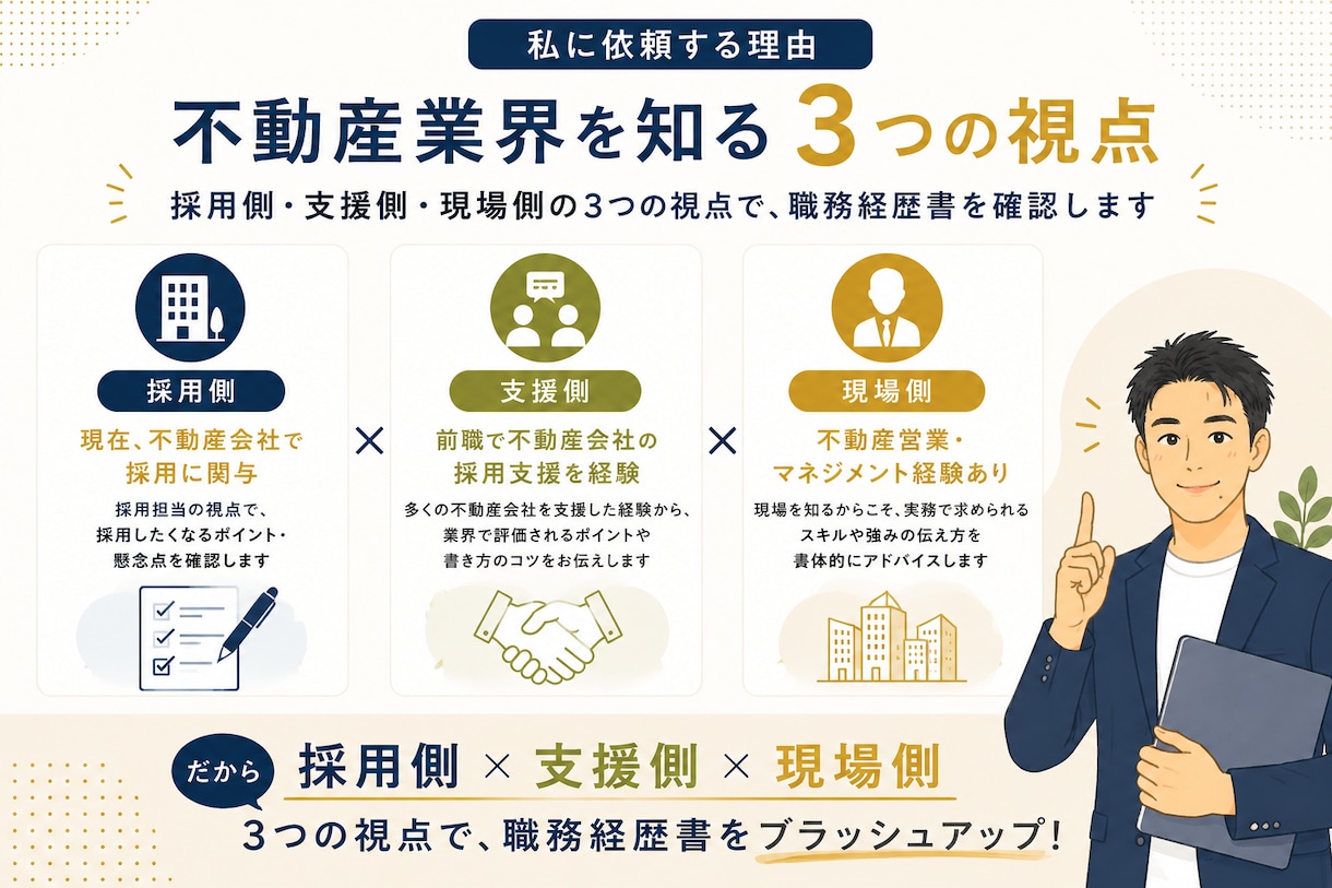 不動産・建築業界向けの職務経歴書を添削します あなたの経験・経歴を伝わる強み・実績・自己PRに整えます イメージ3