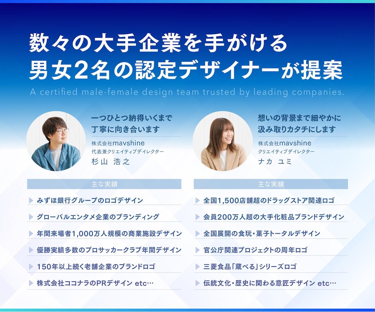 大企業を手がける男女2名が価値生むロゴを作成します 安心のキャンセル保証|修正回数無制限|著作権譲渡証まで発行 イメージ2