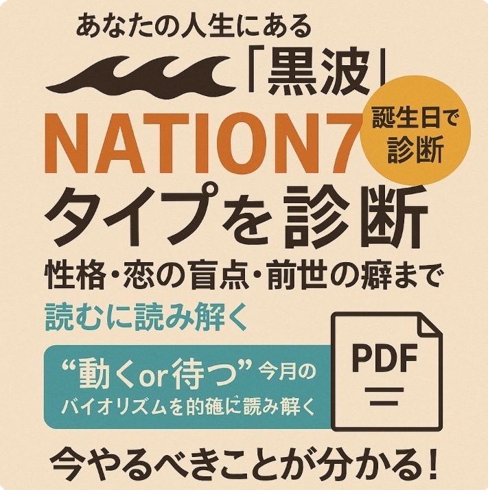 新占術：NATION７で運気と黒波の流れを診ます “流れ”を読まずに進むから、人生が噛み合わない。 イメージ5