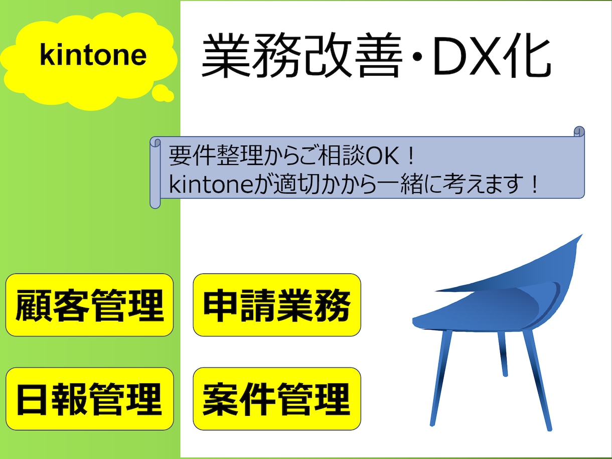 kintoneで業務改善のお手伝いをします 導入検討相談から業務改善提案・アプリ作成まで対応します！ イメージ1