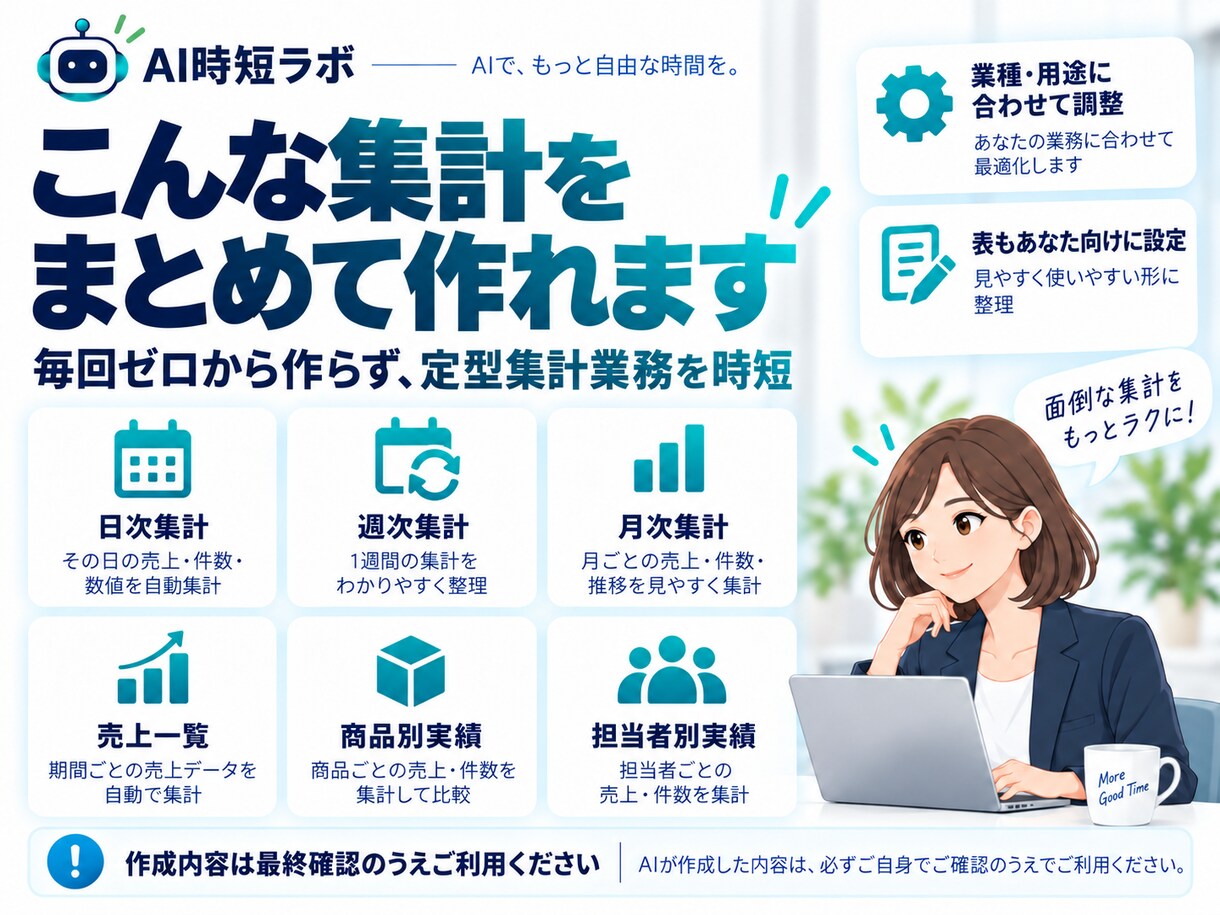 毎日の集計AIをあなた用に設定します 売上・件数など毎日の集計作業をラクにします イメージ5