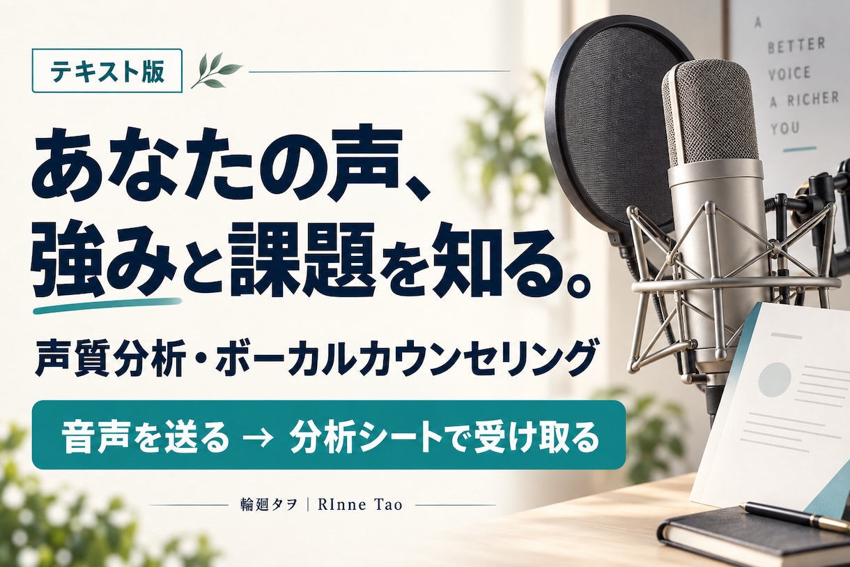 声質と歌い方を分析し、練習の課題をお伝えします 声の強み・改善点・練習方法を、読み返せるシートに イメージ1