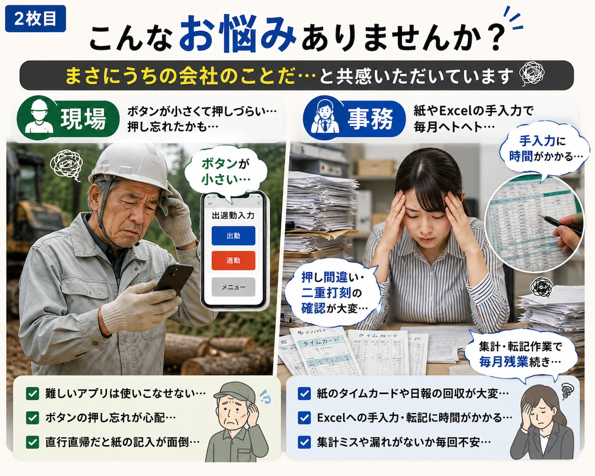 現場✖️高齢者でもできる勤怠つくります 紙とExcelの勤怠管理、そろそろラクにしませんか？ イメージ2