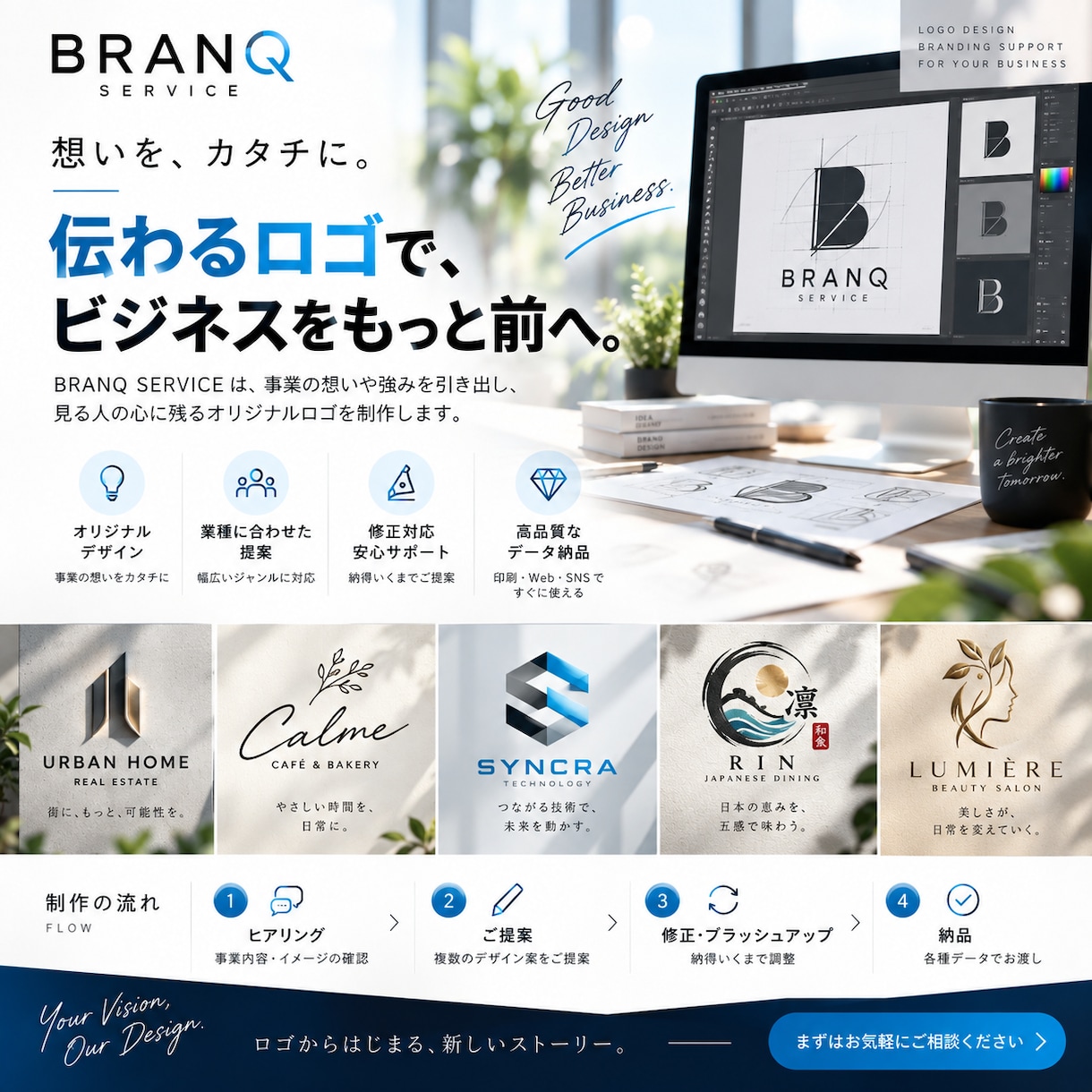 想いが伝わるオリジナルロゴをデザインします オープン記念特価！成果につながる店舗・企業のロゴを丁寧に制作 イメージ2