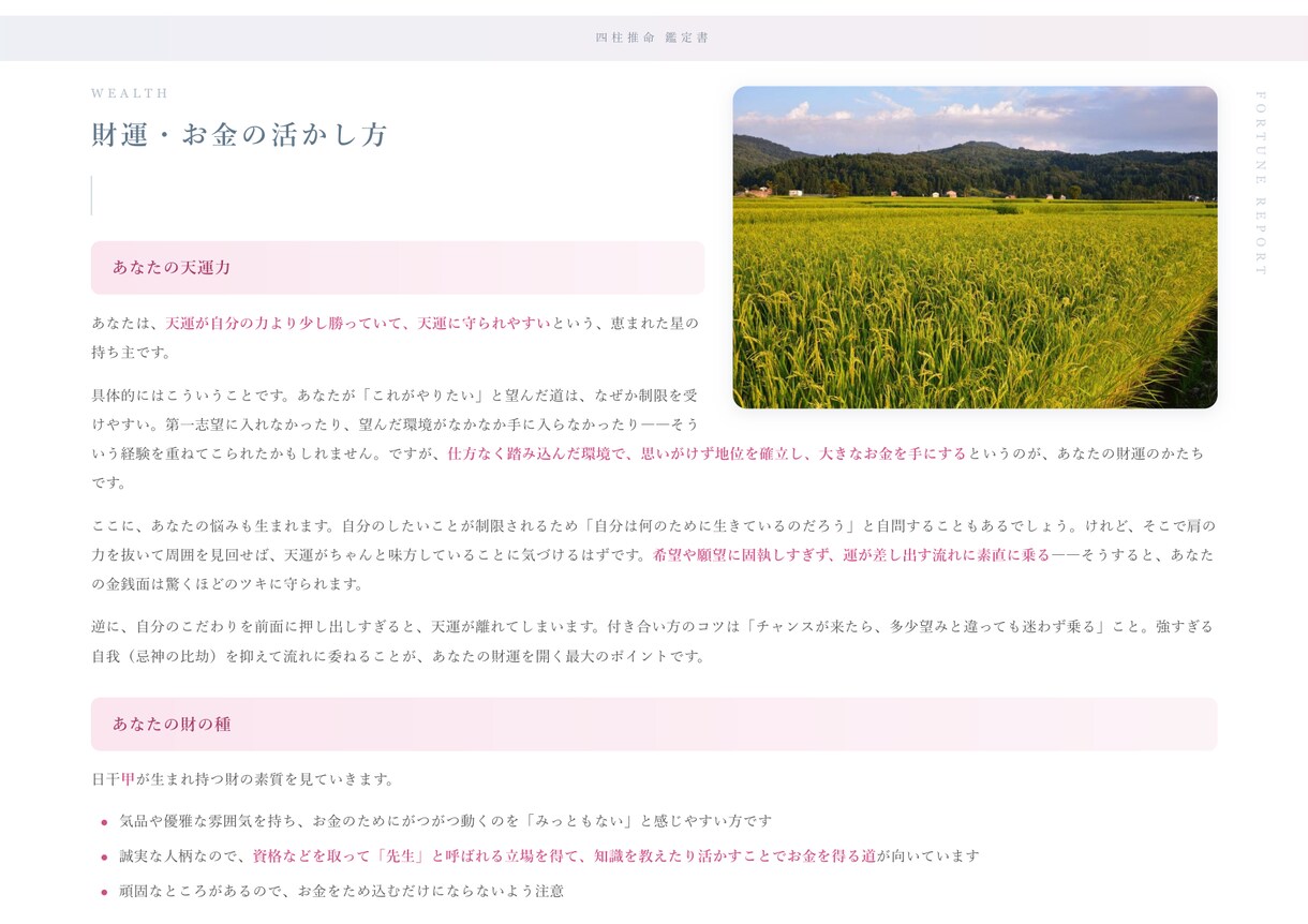 オンライン鑑定付き！あなたの本質と財運を鑑定します FP占い師初樹がオンラインで鑑定書の解説をします！ イメージ6