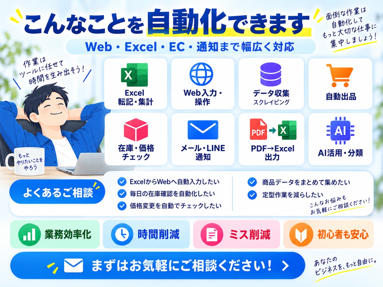自動化業務！欲しい自動化ツールを作成します こんなこと自動化できる？からOK！あなた専用ツールを作成！ イメージ2