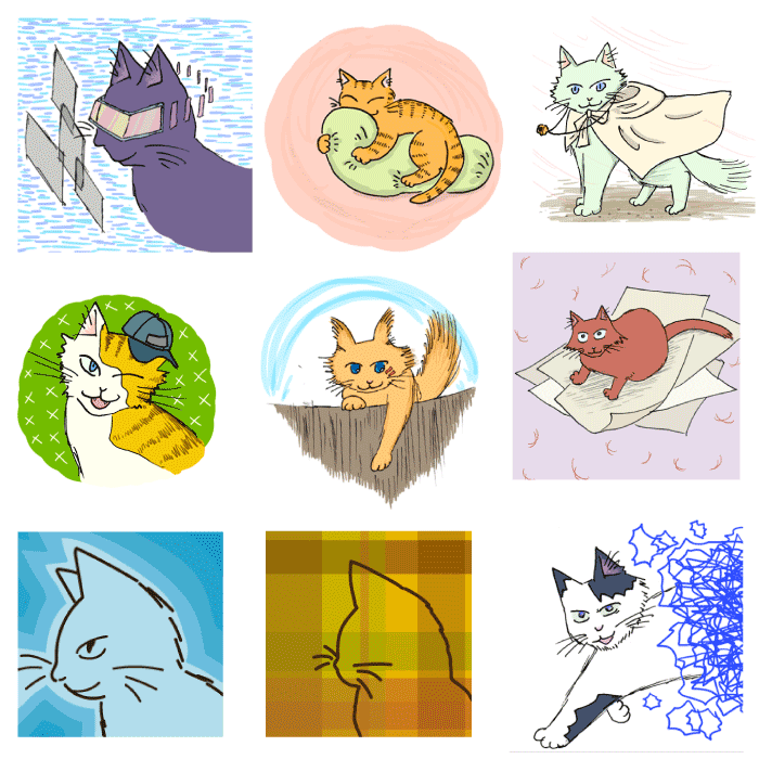 お洒落でかわいい猫のアイコンを描きます アイキャッチやSNSアイコン、マスコットにいかがですか？ イメージ2