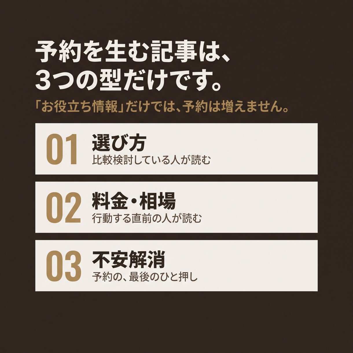 サロンの予約導線を3本の記事で作りますます 選び方／料金／不安解消｜画像・WordPress入稿込み イメージ6