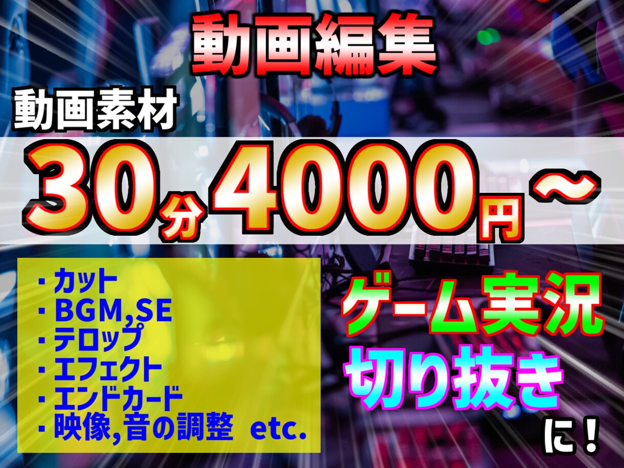 元動画30分4千円から動画編集いたします OP,ED,サムネイル作成も可 イメージ1