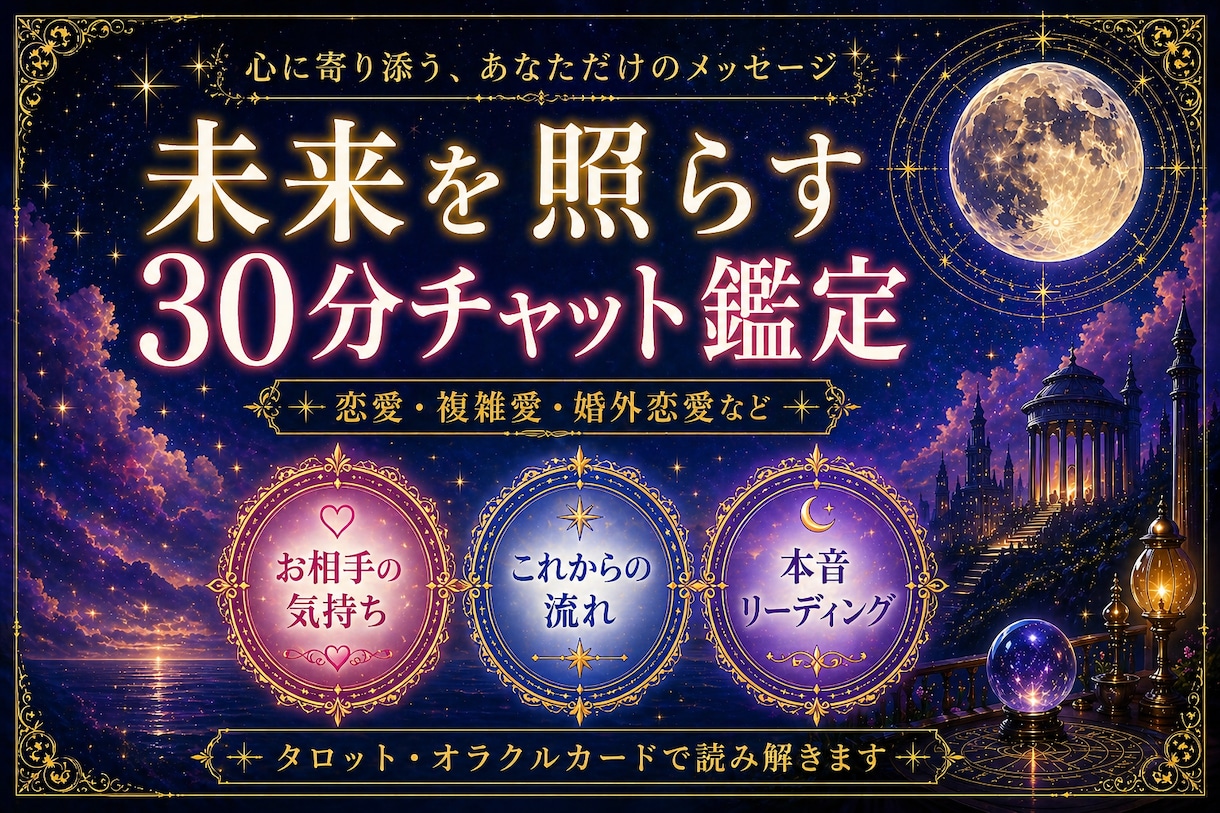 本音と現実を読み解く恋愛・複雑愛チャット鑑定します タロット*オラクル✡誰にも言えないお悩みにメッセージをお届け イメージ1