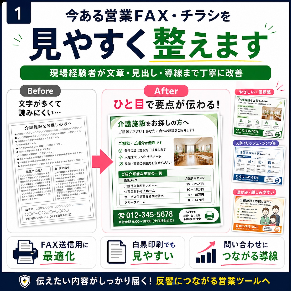 今ある営業FAX・チラシを見やすく整えます 現場経験者が文章・見出し・導線まで丁寧に改善 イメージ1