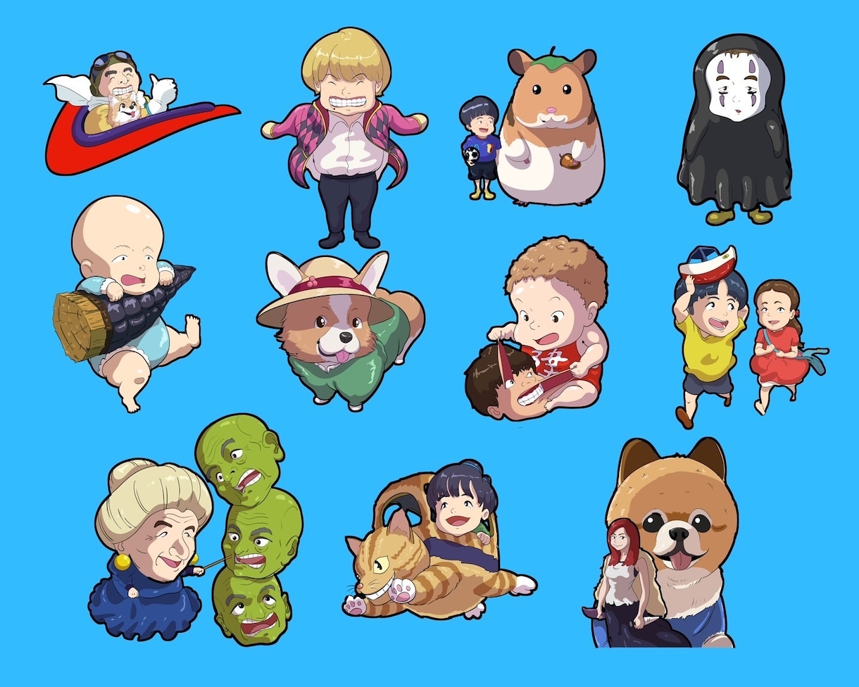 誕生日プレゼントや結婚式にジブリ風の似顔絵を！ます アイコンイラストからウェルカムボードまで全ての用途に対応！ イメージ6